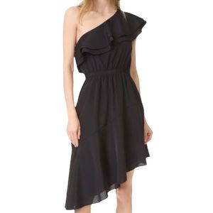 Likely Delbarton Dress off shoulder ruffled asymmetric dress in black size 2
